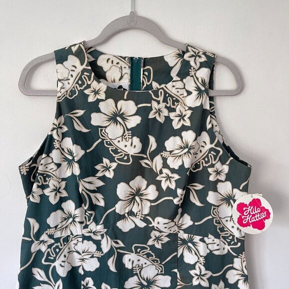 Hilo Hattie Size 16 Hibiscus Floral Green Sleeveless Short Dress Hawaiian - Picture 7 of 8